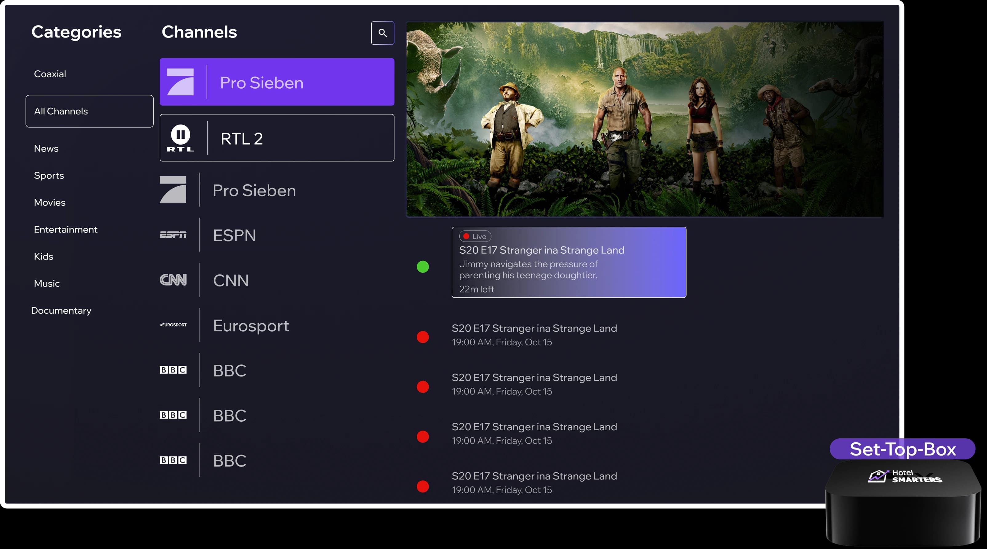 Live TV interface preview