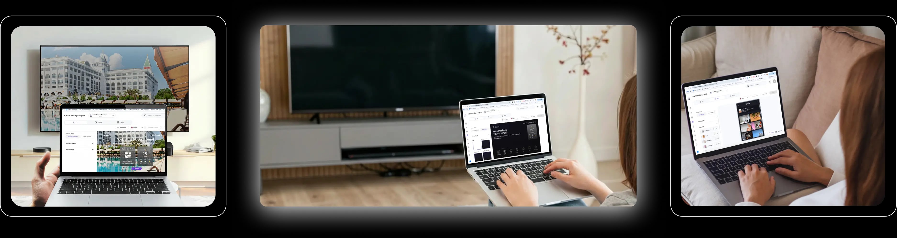 Interactive TV builder showing branded hotel interface